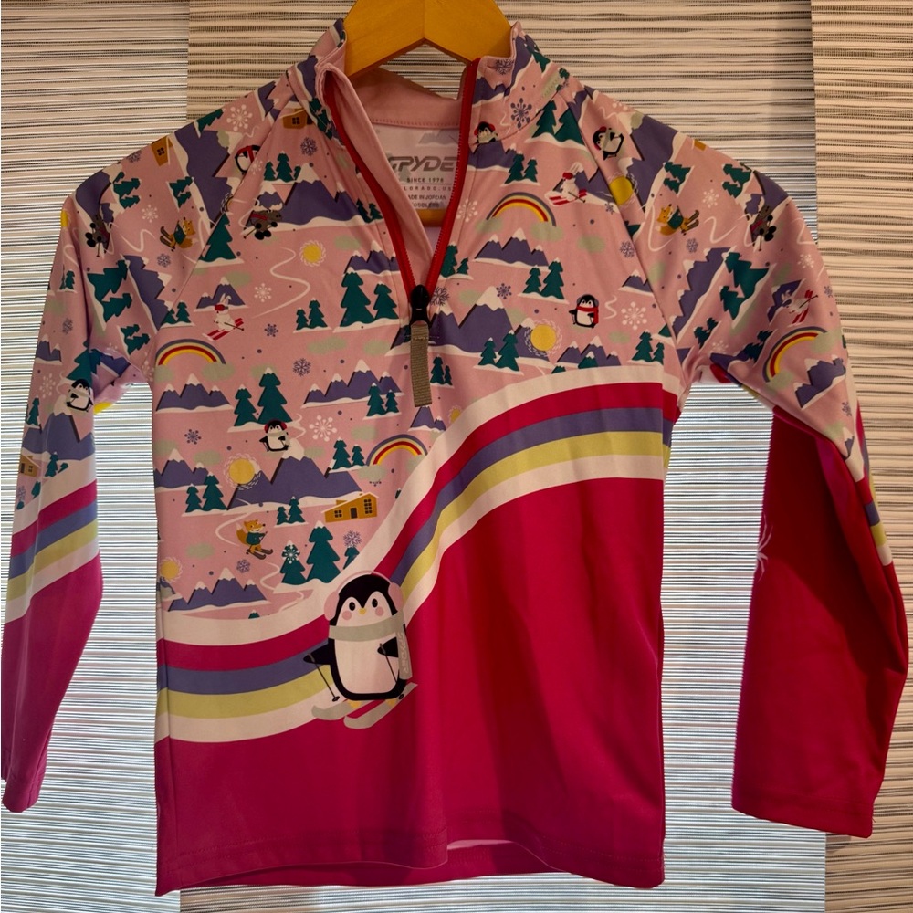 Spyder Multicolor Kids Sweatshirt with Penguin and Rainbow Design